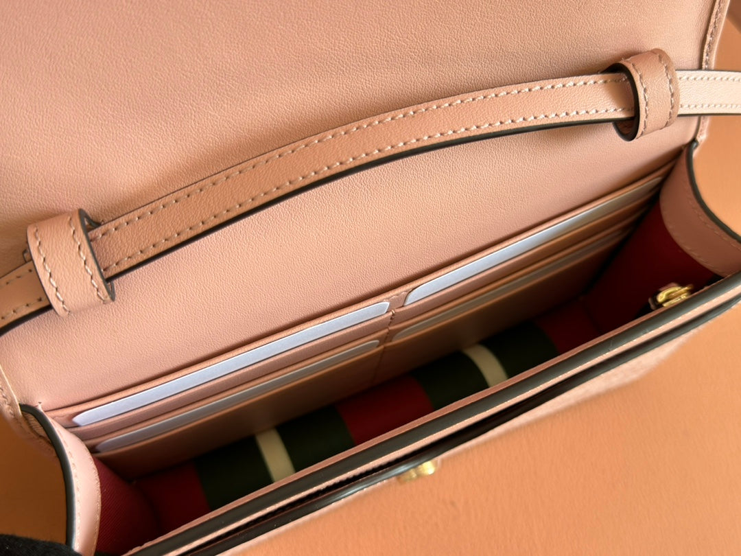 Gucci Emblem Mini Shoulder Bag Pink Canvas Leather 244541 mysite