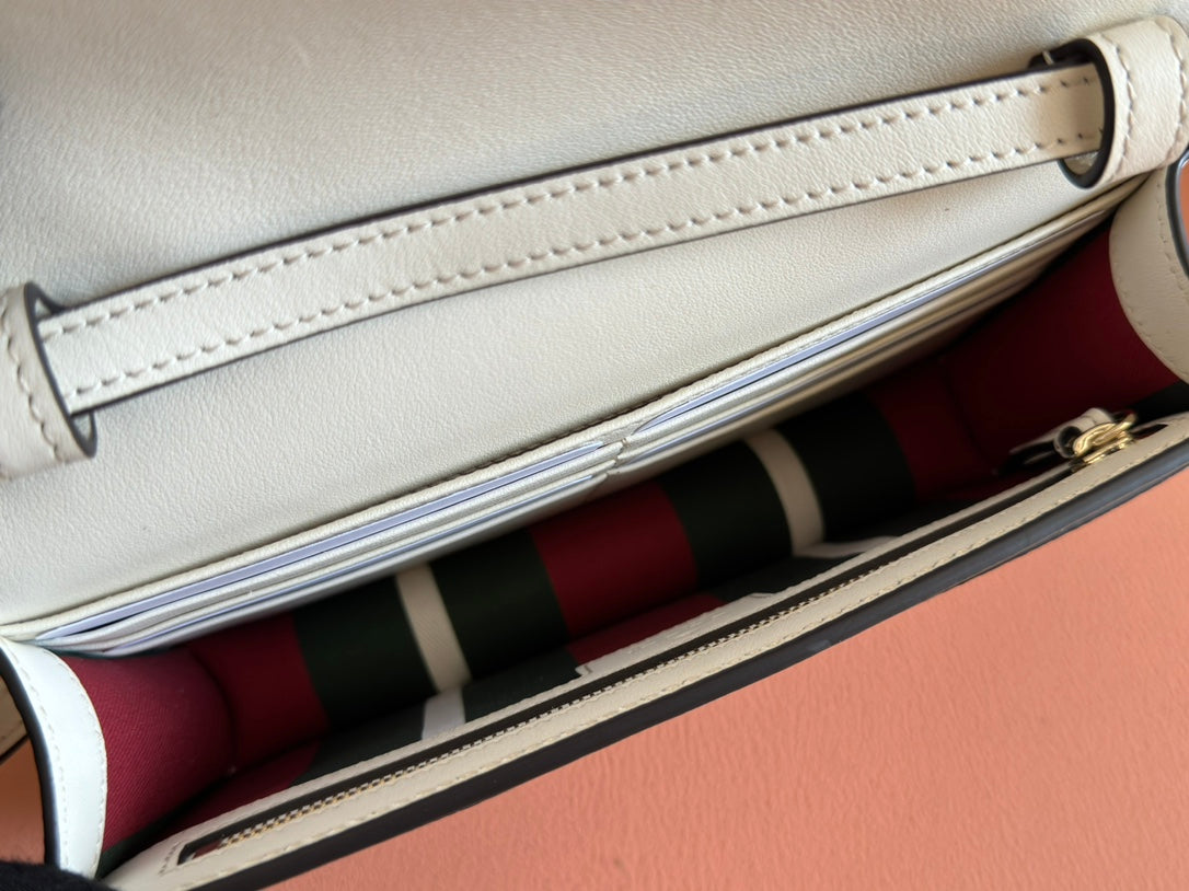 Gucci Emblem Mini Shoulder Bag Beige Green Canvas Leather 244543 mysite