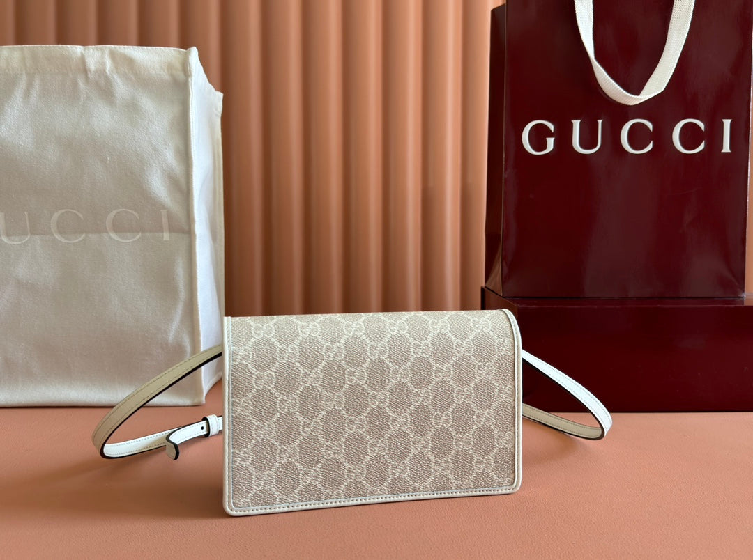 Gucci Emblem Mini Shoulder Bag Beige Green Canvas Leather 244543 mysite