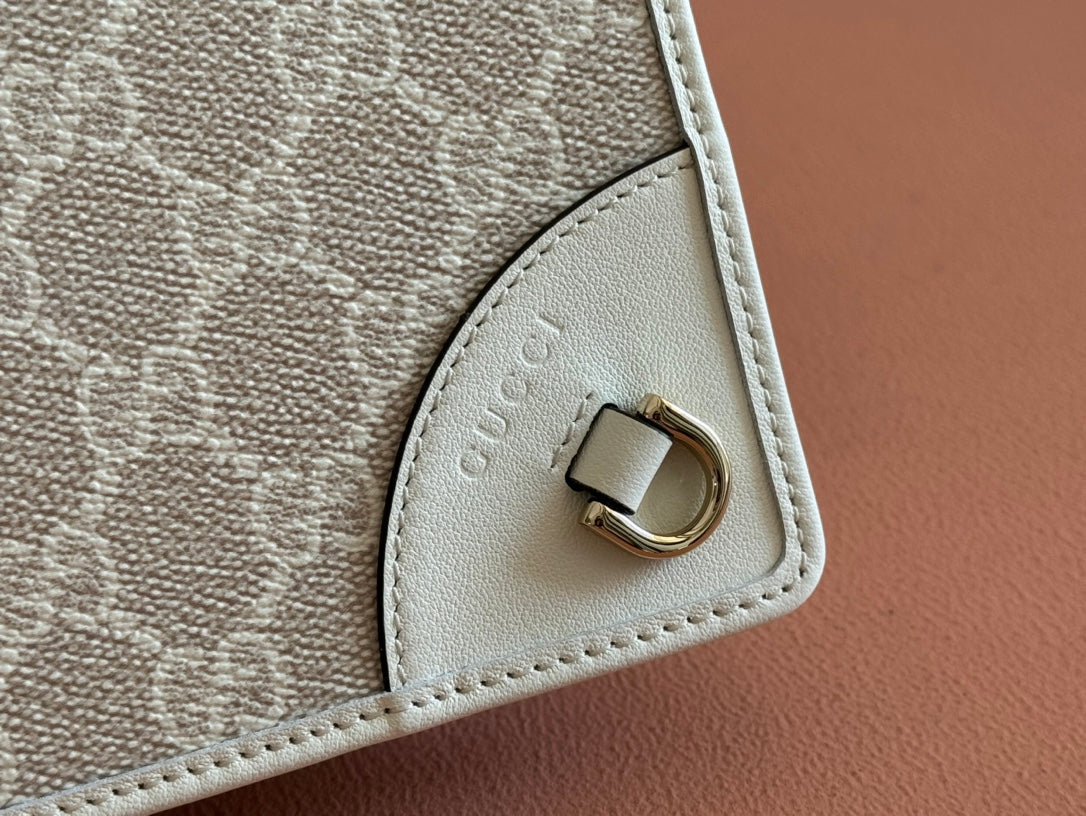 Gucci Emblem Mini Shoulder Bag Beige Green Canvas Leather 244543 mysite