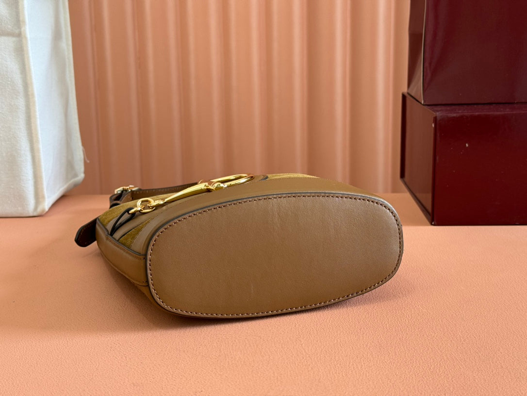 Gucci 73 Mini 20cm Bucket Bag Brown Suede Leather 244448 mysite