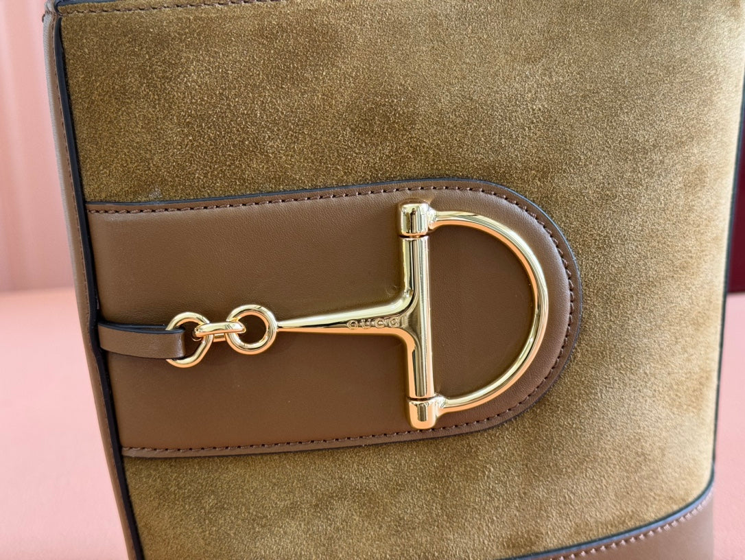 Gucci 73 Mini 20cm Bucket Bag Brown Suede Leather 244448 mysite