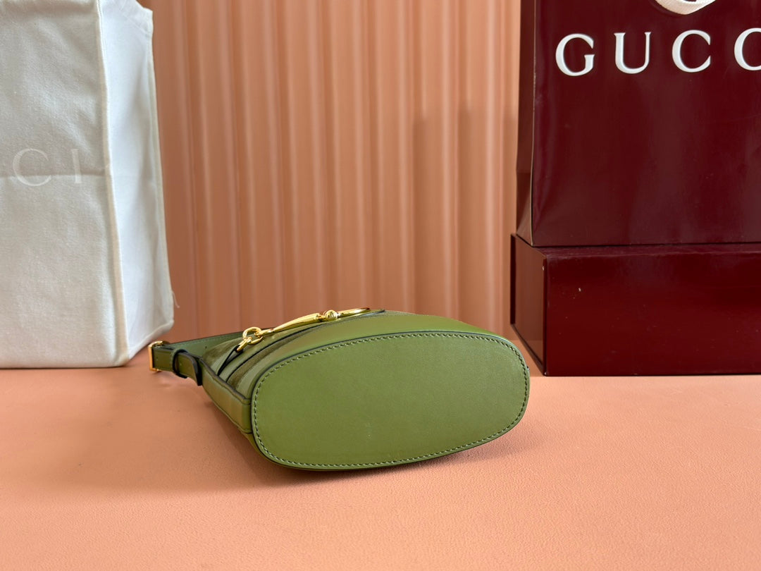 Gucci 73 Mini 20cm Bucket Bag Green Suede Leather 244449 mysite