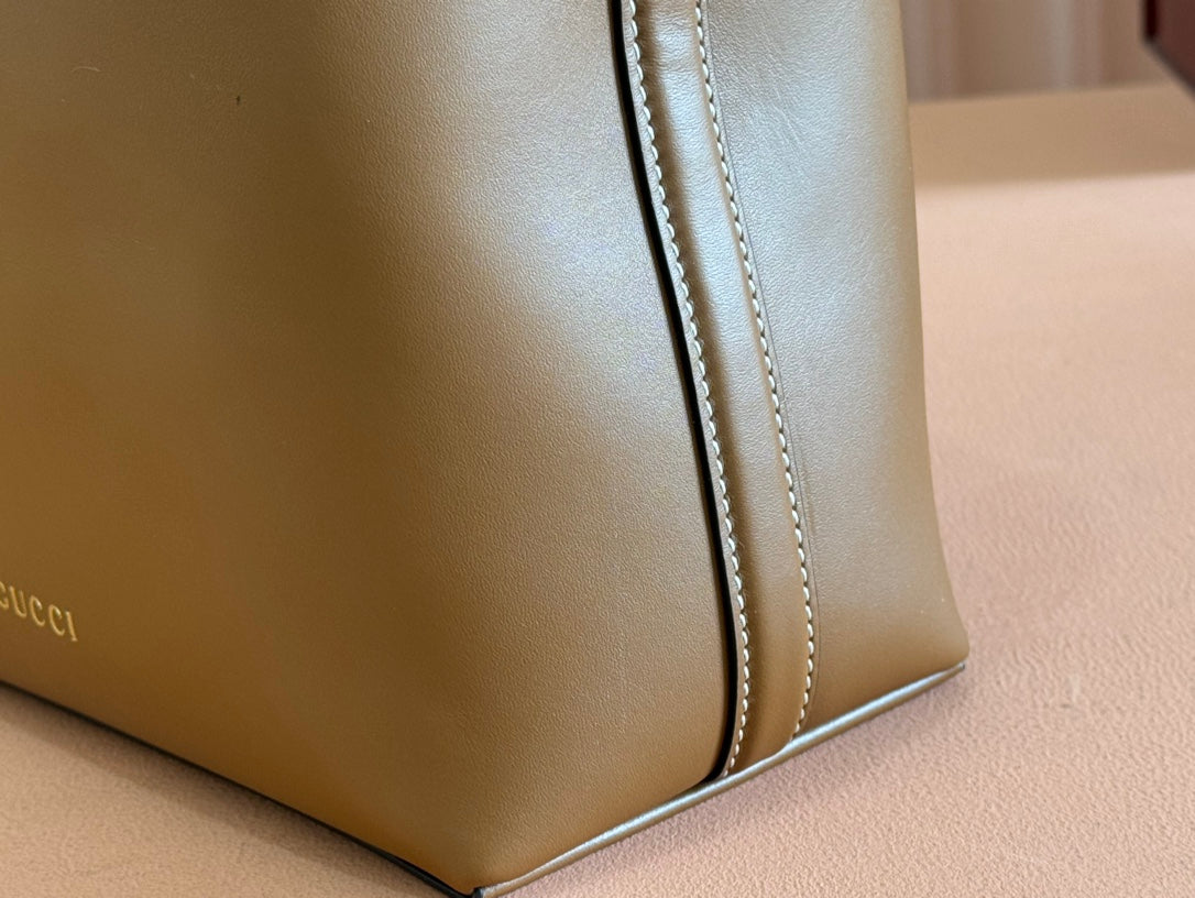 Gucci Emblem Mini Bucket Bag Brown Calfskin 244426 mysite