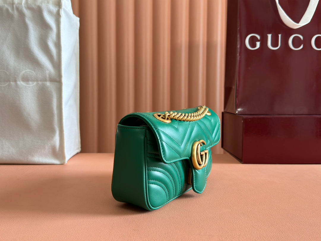 Gucci GG Marmont 22 Bag Green Calfskin Gold Hardware 248371 mysite