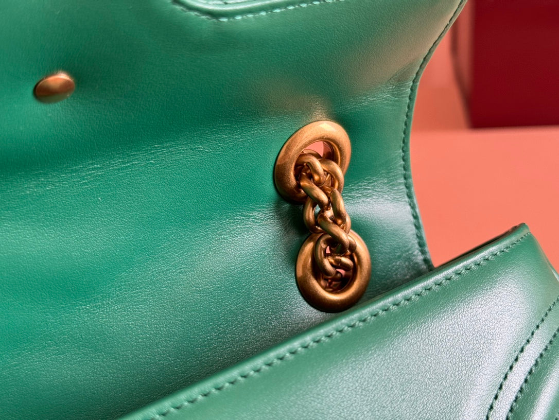 Gucci GG Marmont 22 Bag Green Calfskin Gold Hardware 248371 mysite