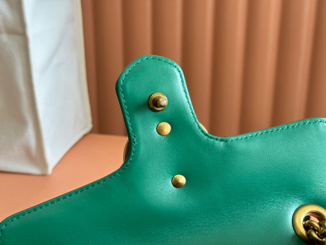 Gucci GG Marmont 22 Bag Green Calfskin Gold Hardware 248371 mysite