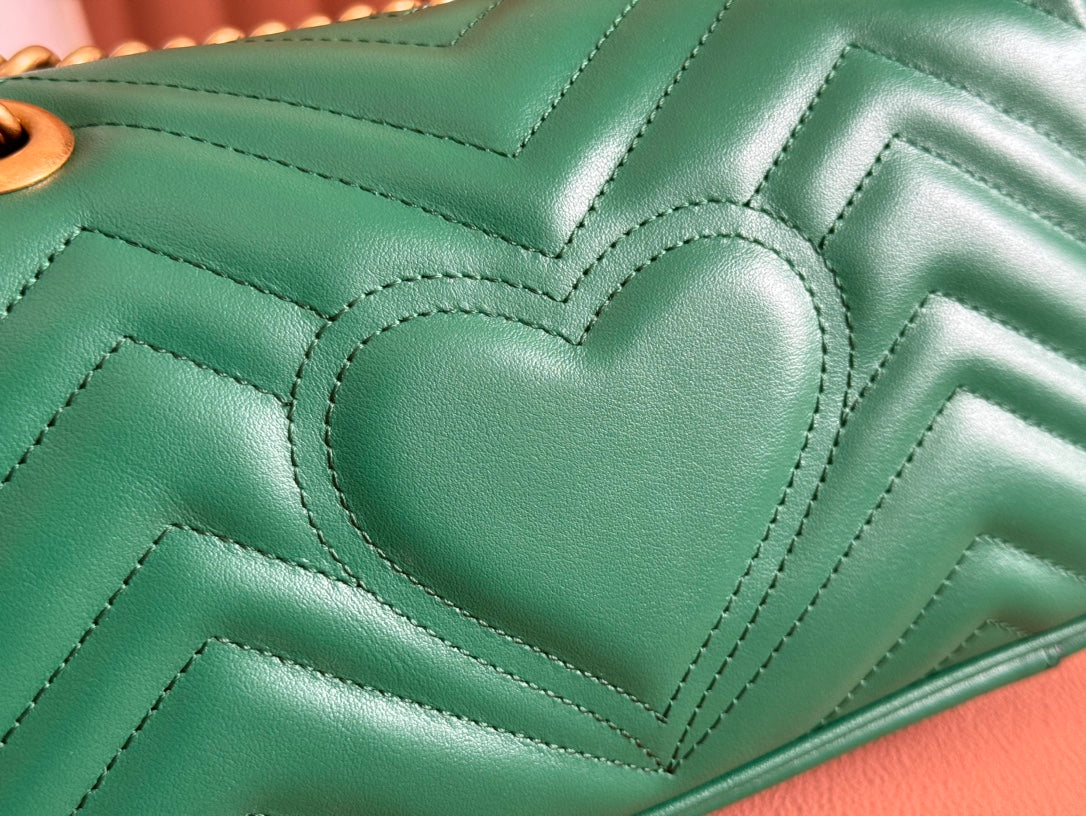Gucci GG Marmont 22 Bag Green Calfskin Gold Hardware 248371 mysite