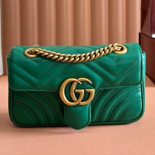 Gucci GG Marmont 22 Bag Green Calfskin Gold Hardware 248371 mysite