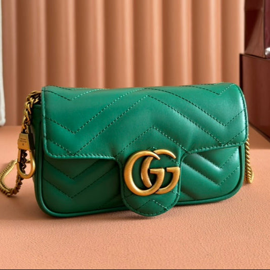 Gucci GG Marmont 16.5 Bag Green Calfskin 248372 mysite