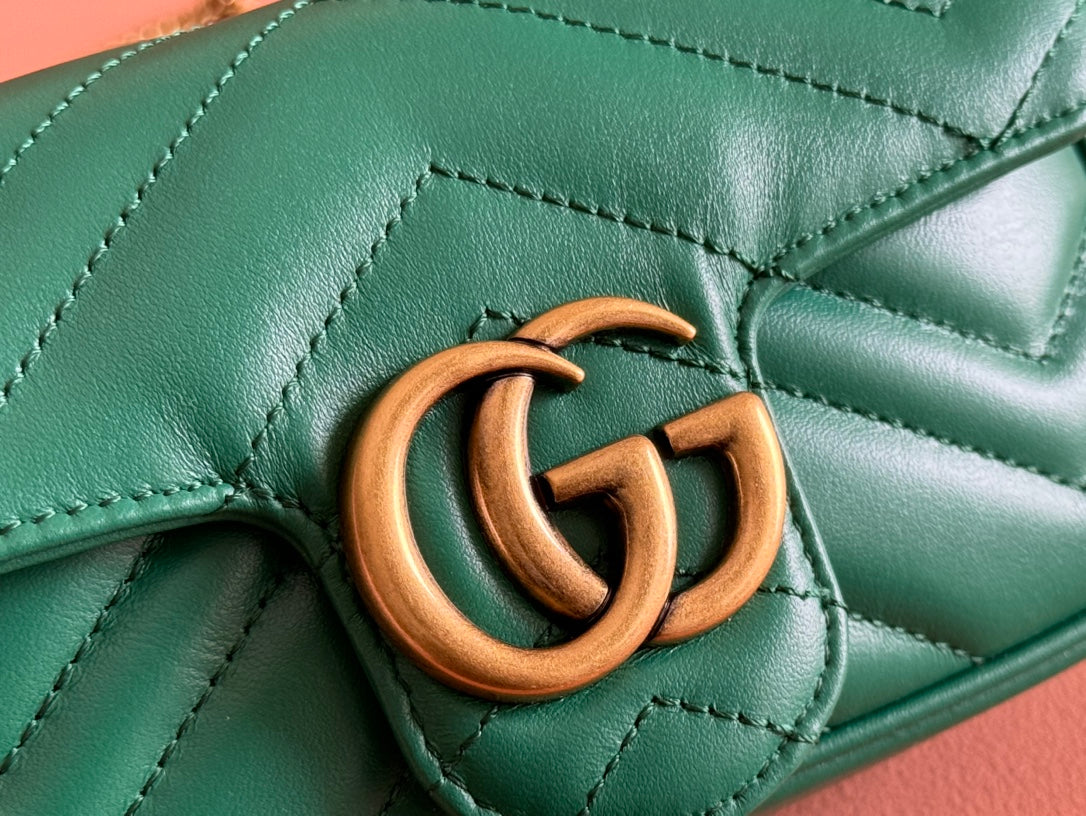 Gucci GG Marmont 16.5 Bag Green Calfskin 248372 mysite