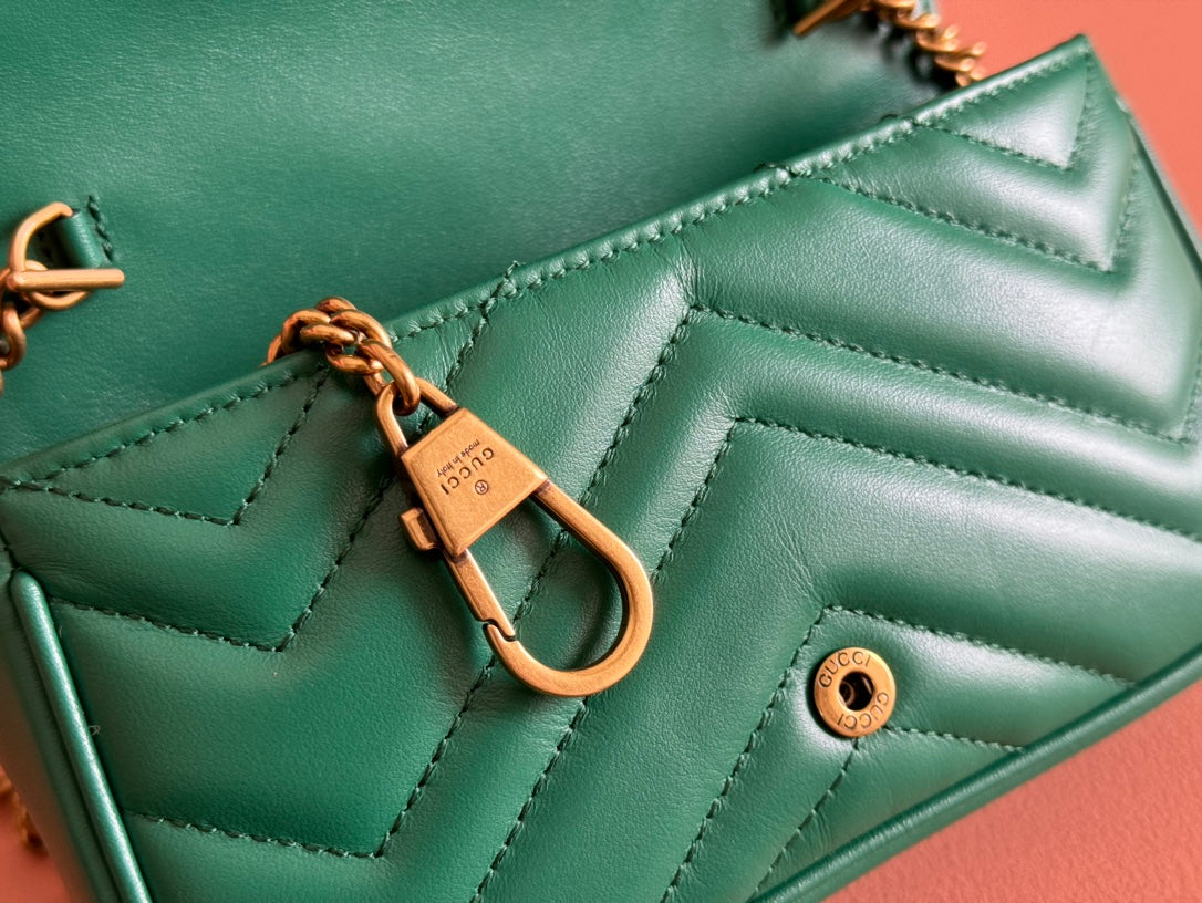 Gucci GG Marmont 16.5 Bag Green Calfskin 248372 mysite