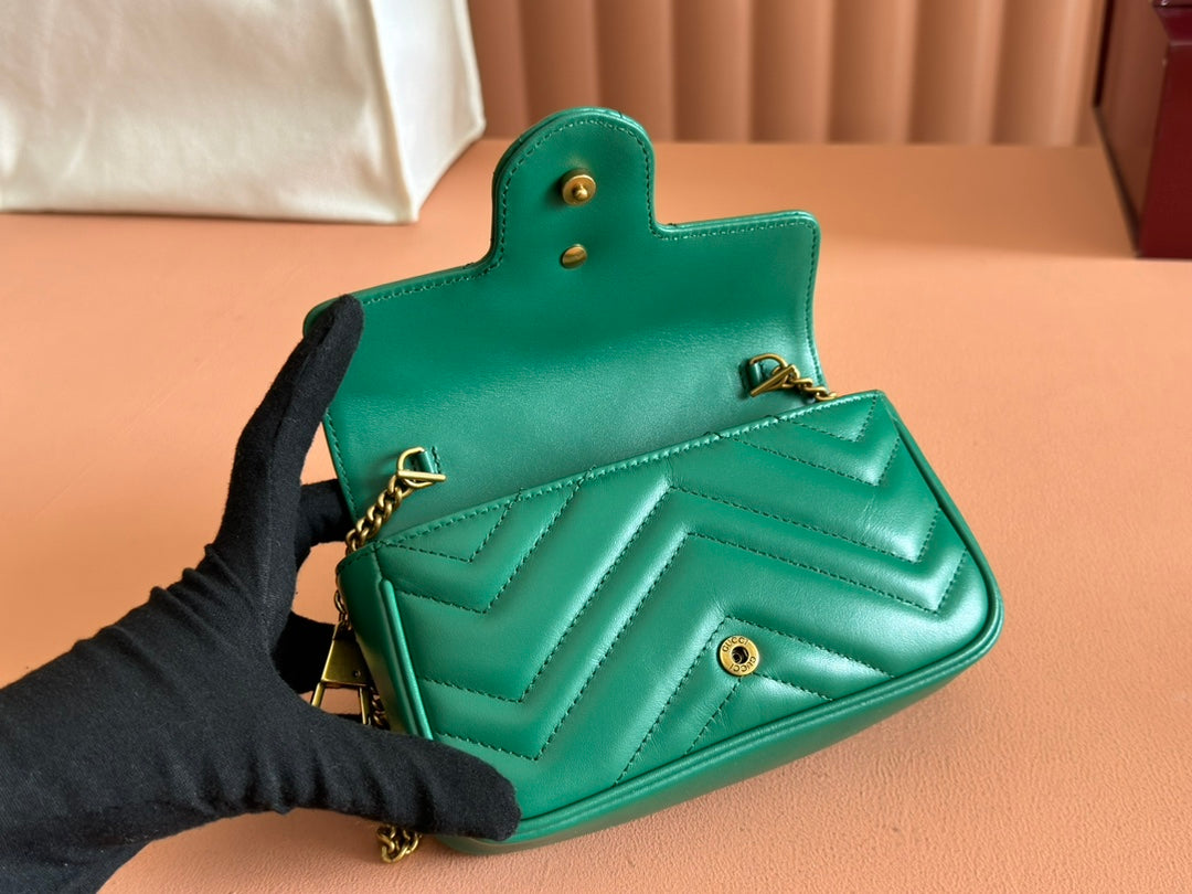 Gucci GG Marmont 16.5 Bag Green Calfskin 248372 mysite
