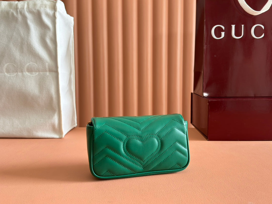 Gucci GG Marmont 16.5 Bag Green Calfskin 248372 mysite