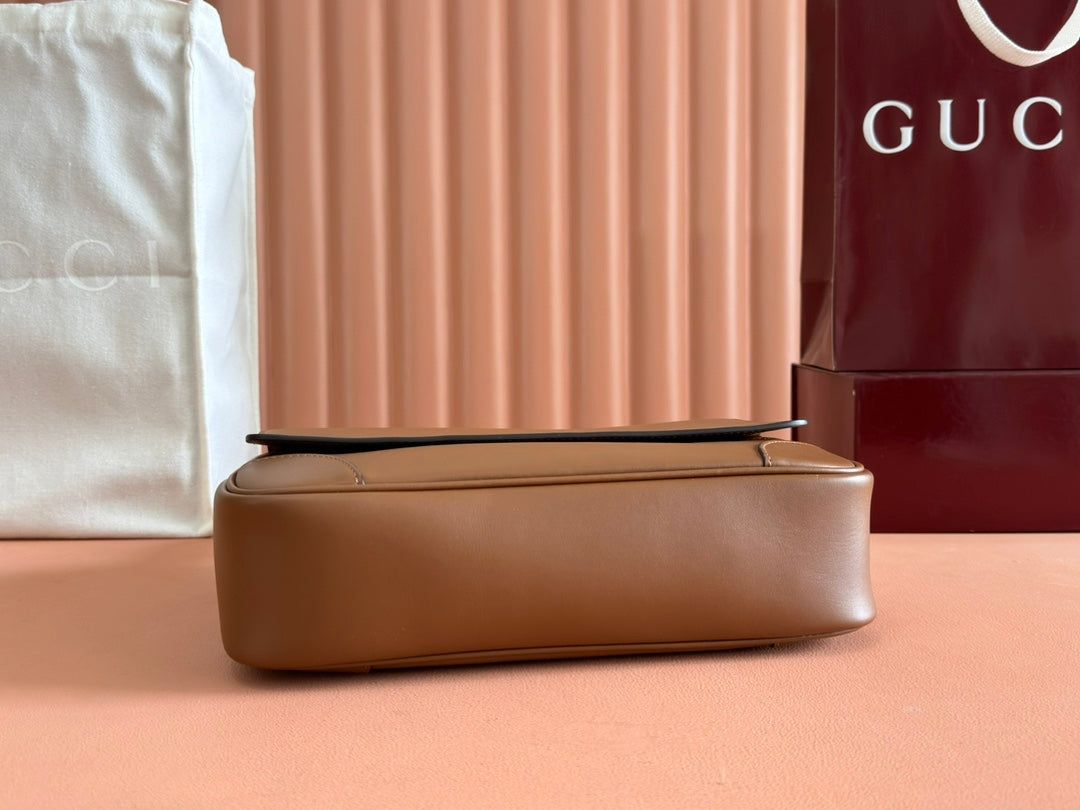 Gucci Emblem Crossbody Bag Brown Calfskin 248360 mysite