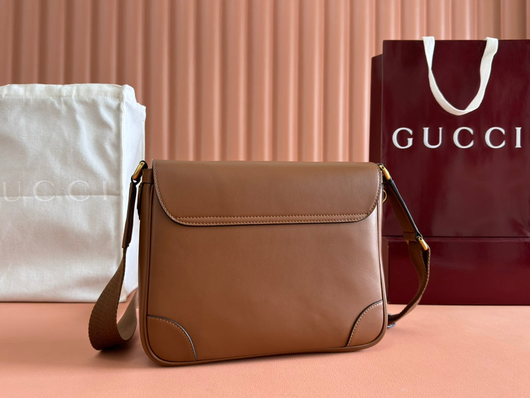 Gucci Emblem Crossbody Bag Brown Calfskin 248360 mysite