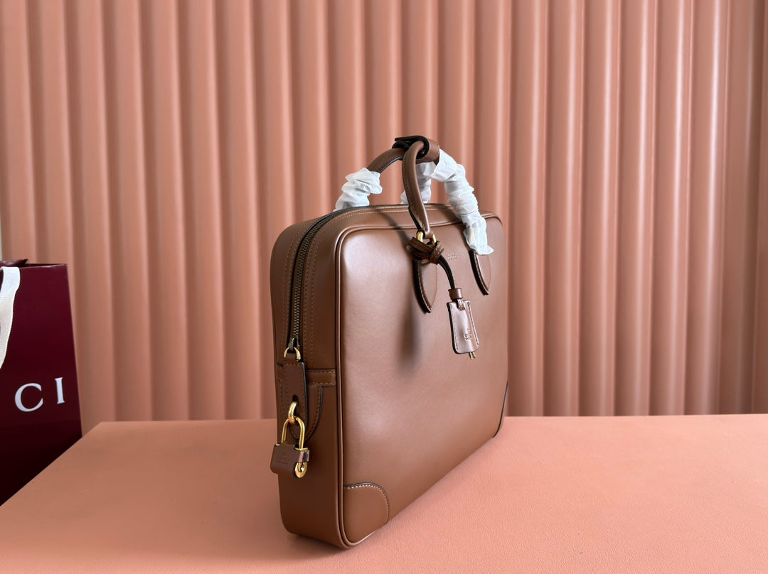 Gucci Emblem Briefcase Brown Calfskin 248359 mysite