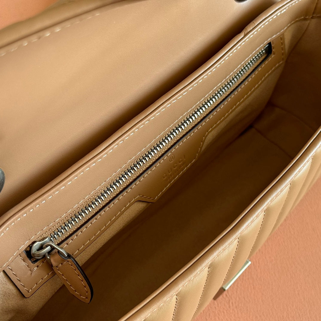 Gucci GG Marmont 26 Bag with Silver Hardware Beige Calfskin 248235 mysite