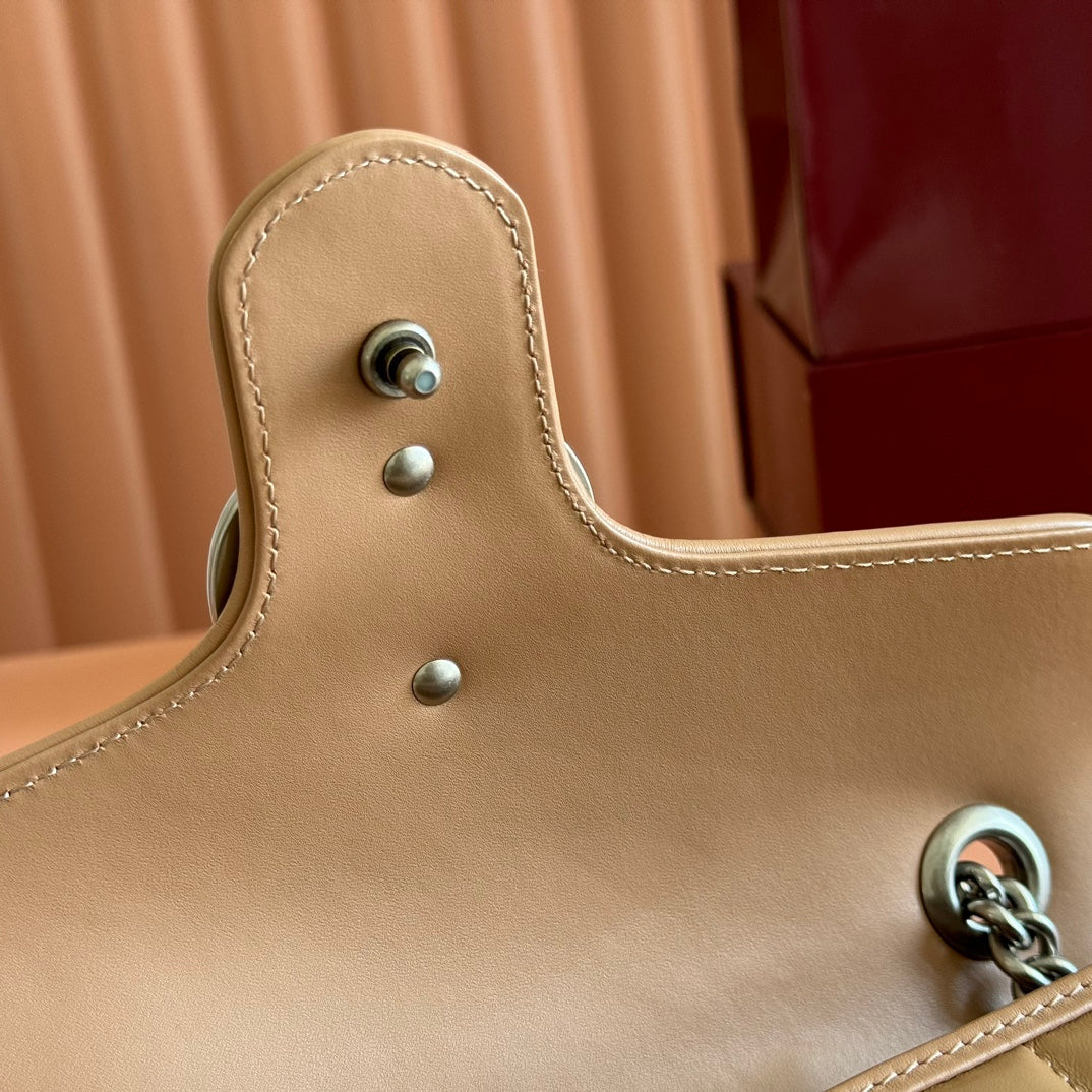 Gucci GG Marmont 26 Bag with Silver Hardware Beige Calfskin 248235 mysite