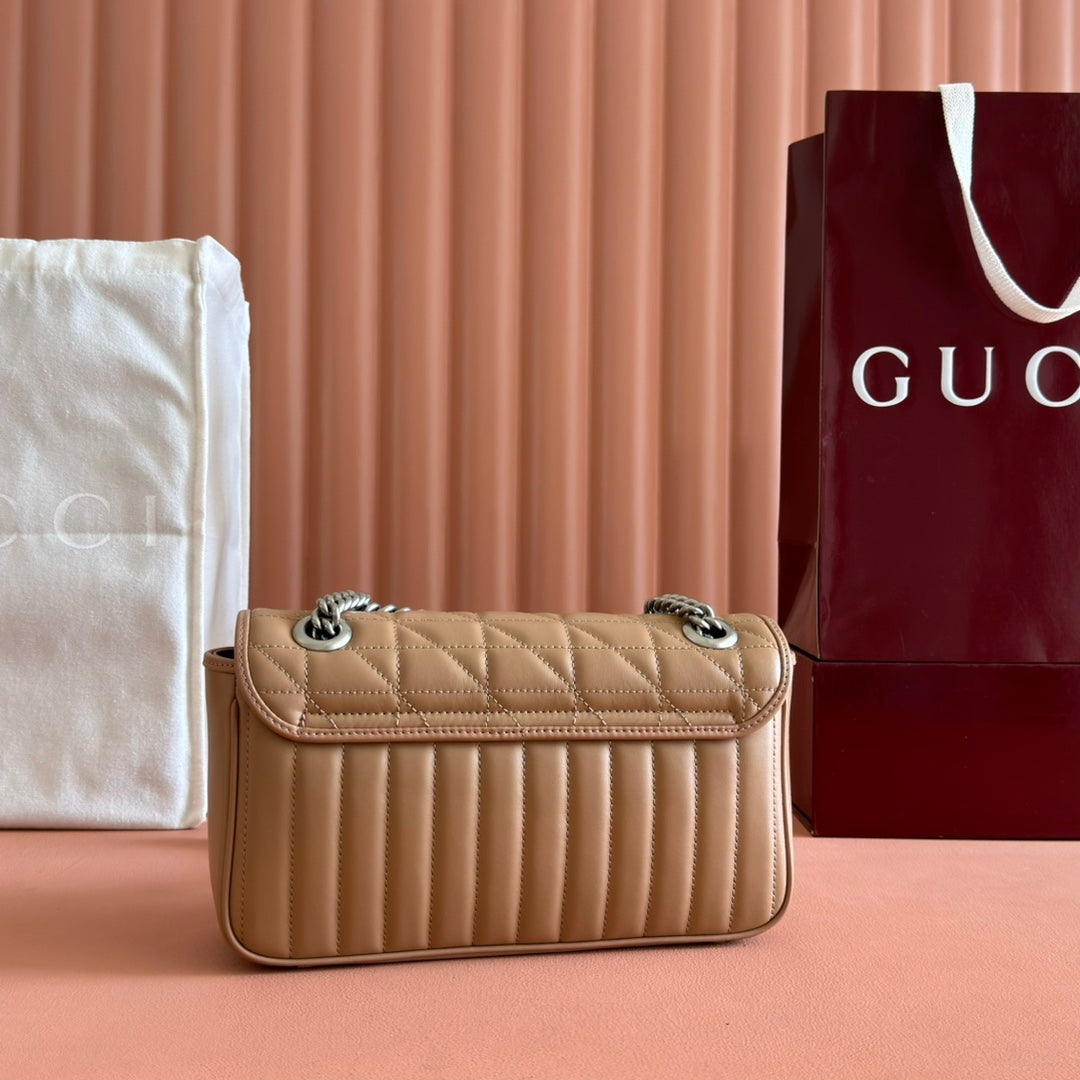 Gucci GG Marmont 26 Bag with Silver Hardware Beige Calfskin 248235 mysite