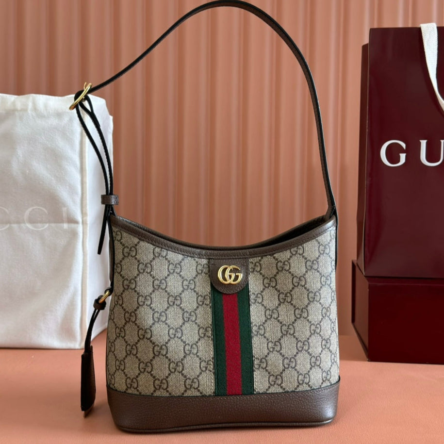 Gucci Ophidia 23cm Bag Ebony Brown Canvas Leather 248270 mysite
