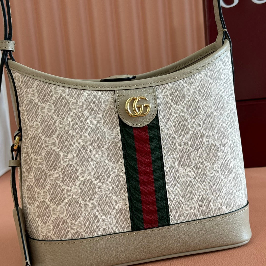 Gucci Ophidia 23cm Bag Beige White Canvas Leather 248271 mysite
