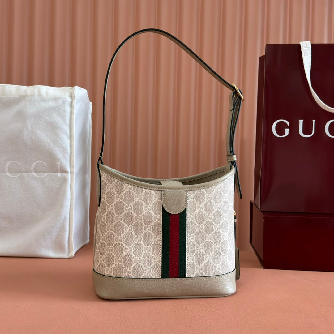 Gucci Ophidia 23cm Bag Beige White Canvas Leather 248271 mysite