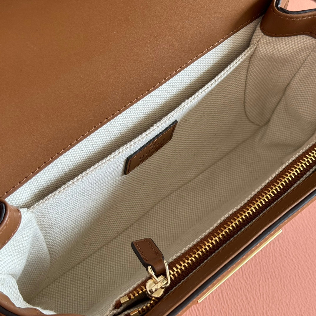 Gucci GO Small Shoulder Bag Brown mix Blue Leather Canvas 248117 mysite