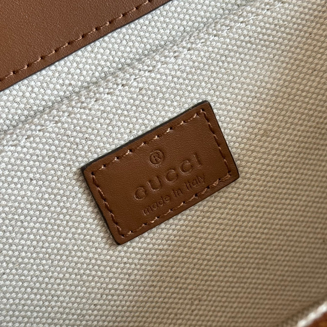 Gucci GO Small Shoulder Bag Brown mix Beige Leather Canvas 248116 mysite