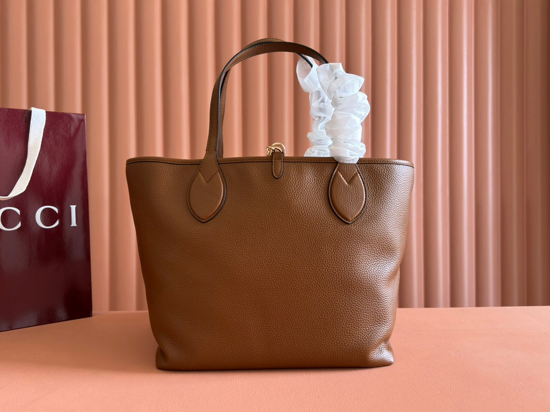 Gucci Totissima 30cm Tote Bag Brown Calfskin 248126 mysite