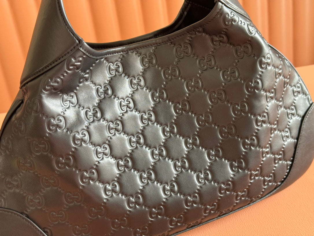 Gucci Body Double Lock Handbag Black Embossed Leather 248137 mysite