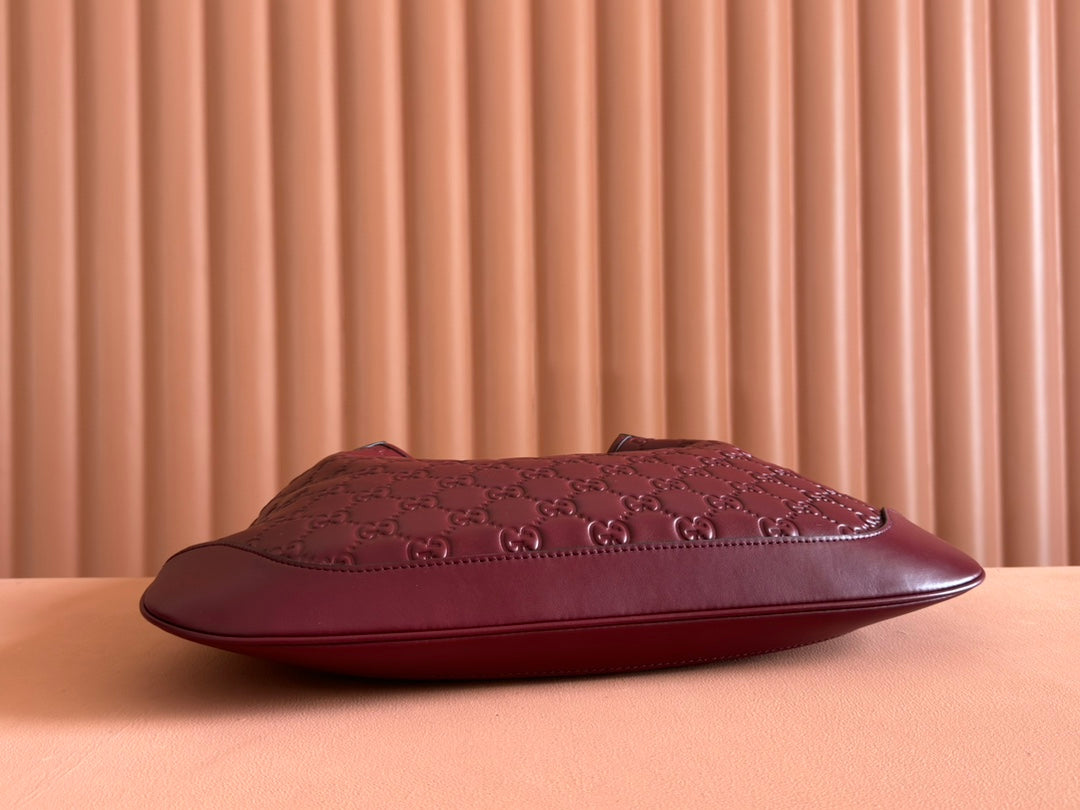 Gucci Body Double Lock Handbag Rosso Ancora Red Embossed Leather 248136 mysite