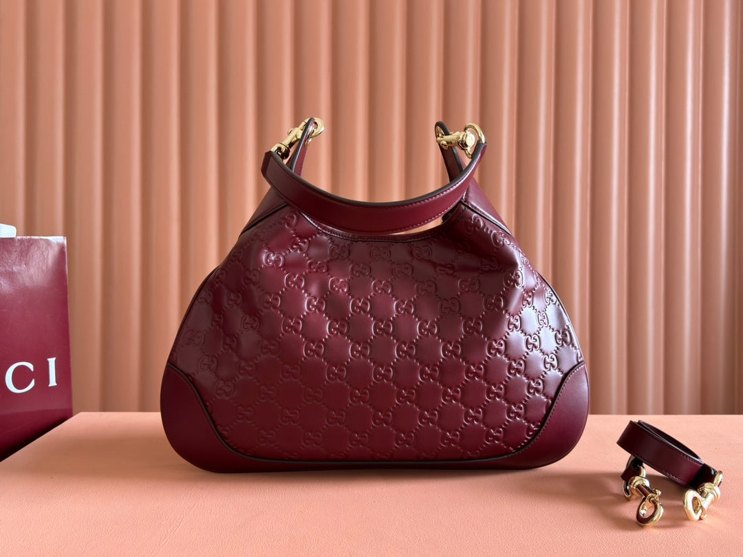 Gucci Body Double Lock Handbag Rosso Ancora Red Embossed Leather 248136 mysite