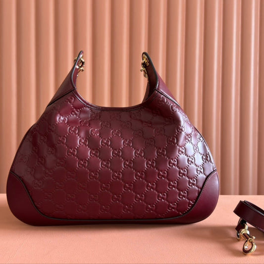 Gucci Body Double Lock Handbag Rosso Ancora Red Embossed Leather 248136 mysite