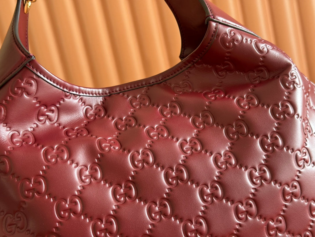 Gucci Body Double Lock Handbag Rosso Ancora Red Embossed Leather 248136 mysite