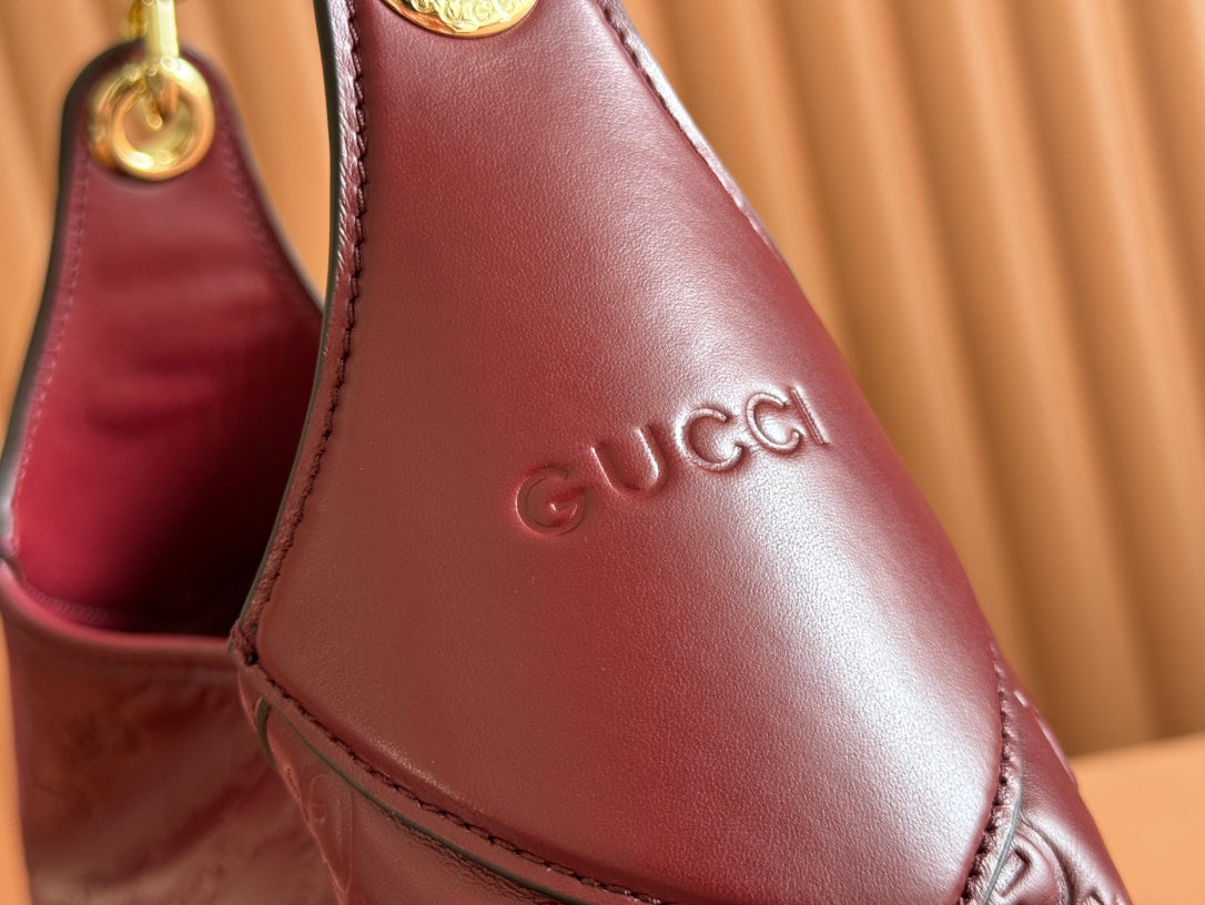 Gucci Body Double Lock Handbag Rosso Ancora Red Embossed Leather 248136 mysite