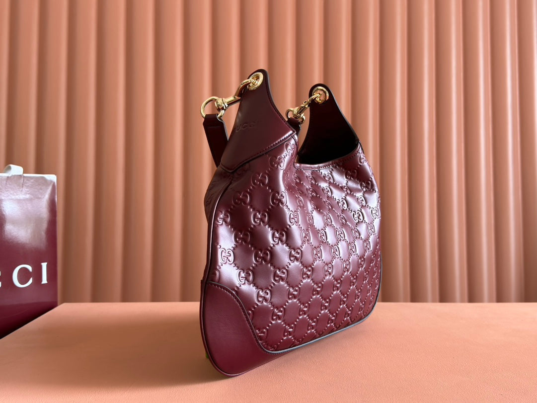 Gucci Body Double Lock Handbag Rosso Ancora Red Embossed Leather 248136 mysite