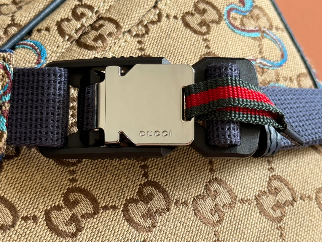 Gucci Snake Print Bag Beige mix Blue Canvas 248145 mysite