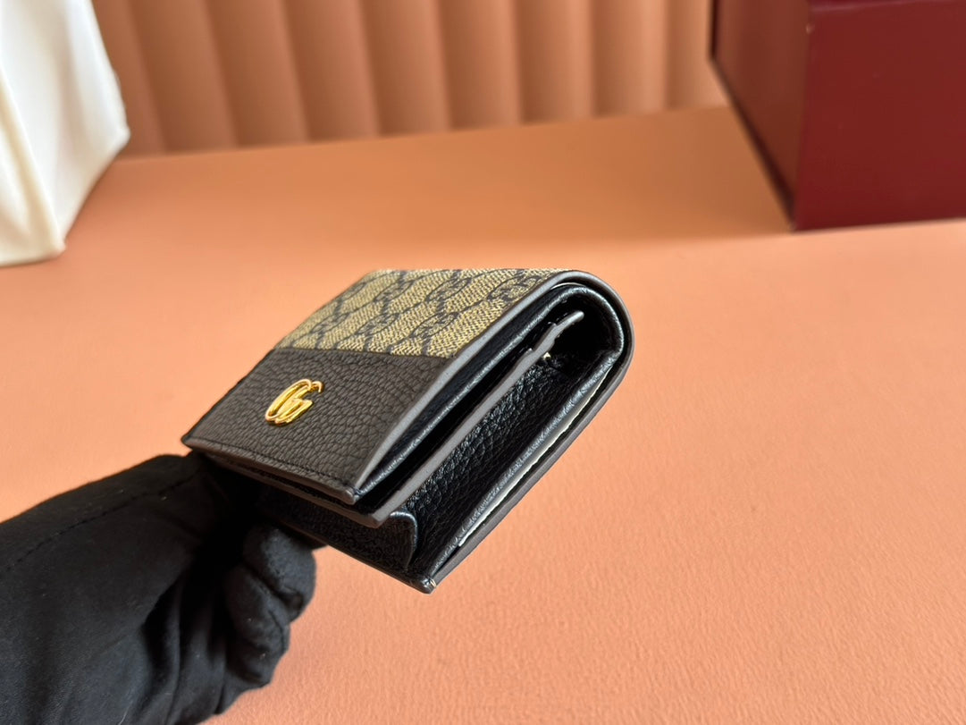 Gucci Marmont Wallet Ebony Blue Black Canvas Leather 250958 mysite