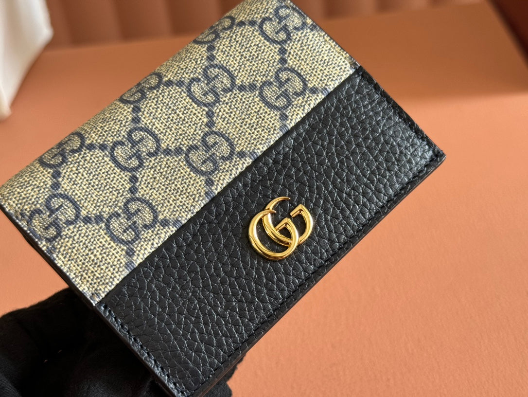 Gucci Marmont Wallet Ebony Blue Black Canvas Leather 250958 mysite
