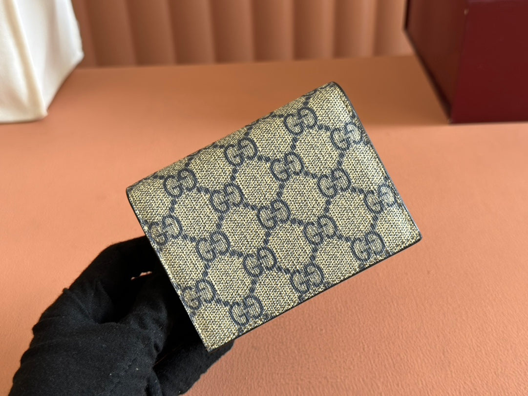 Gucci Marmont Wallet Ebony Blue Black Canvas Leather 250958 mysite