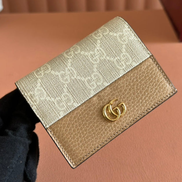 Gucci Marmont Wallet Beige mix Brown Canvas Leather 250959 mysite