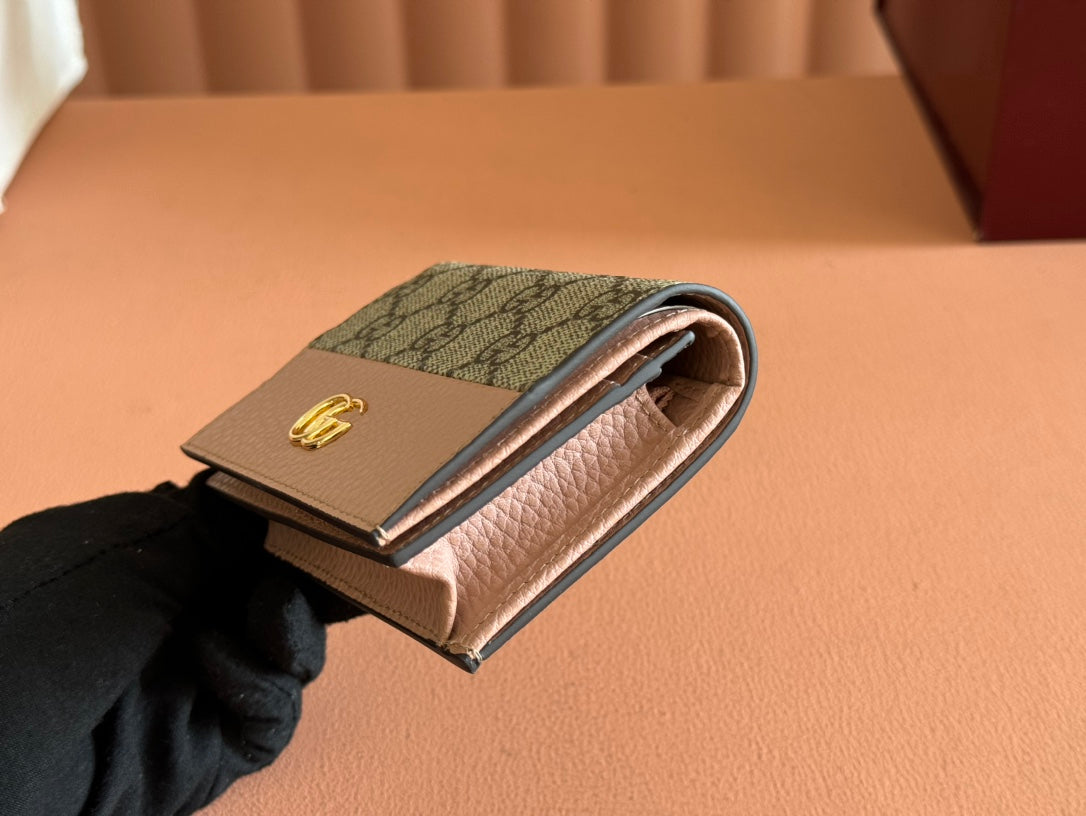 Gucci Marmont Wallet Ebony mix Pink Canvas Leather 250960 mysite