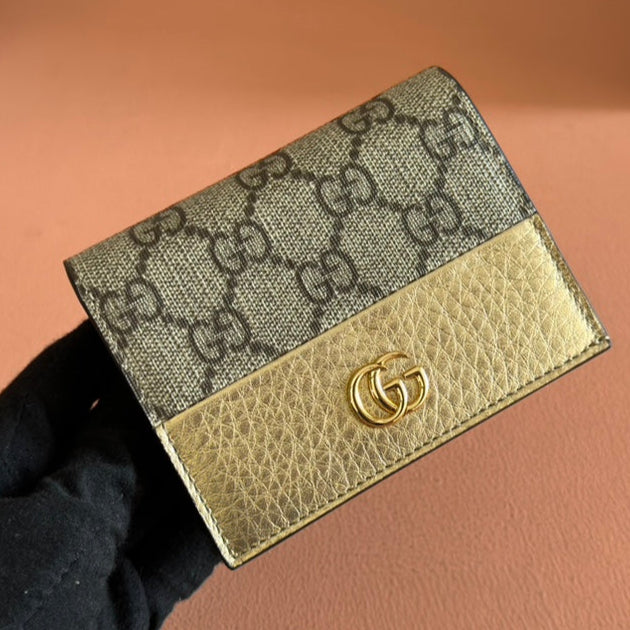 Gucci Marmont Wallet Ebony mix Gold Canvas Leather 250961 mysite