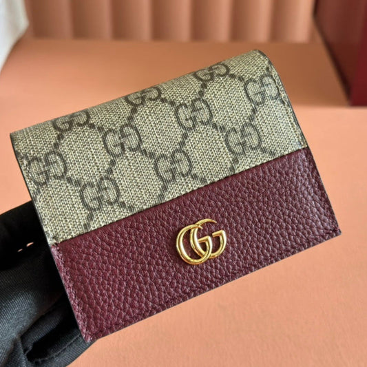 Gucci Marmont Wallet Ebony mix Rosso Ancora Red Canvas Leather 255306 mysite