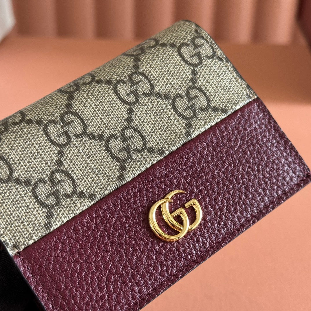 Gucci Marmont Wallet Ebony mix Rosso Ancora Red Canvas Leather 255306 mysite