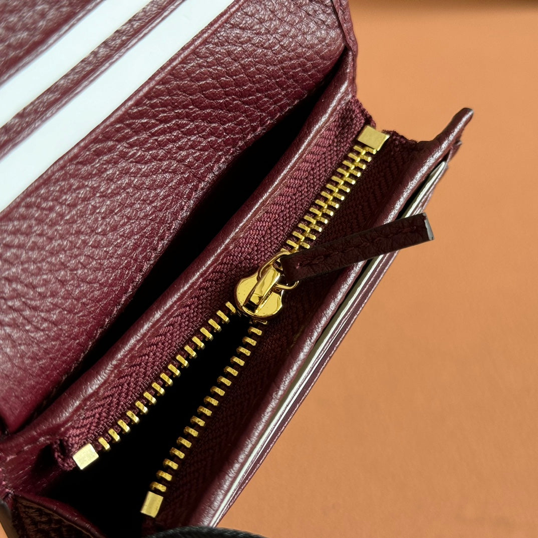 Gucci Marmont Wallet Ebony mix Rosso Ancora Red Canvas Leather 255306 mysite