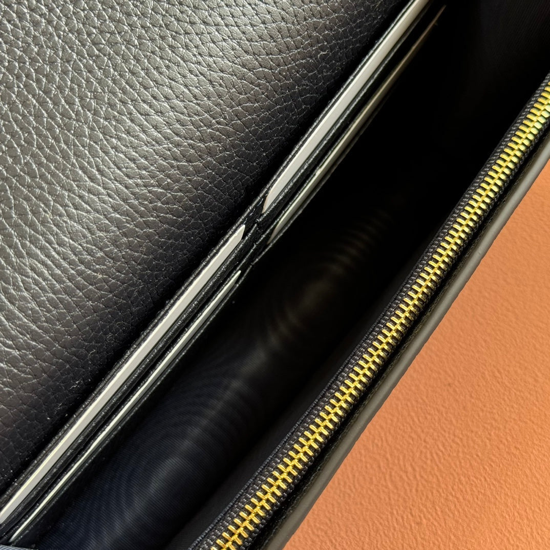 Gucci Marmont Chain Wallet Ebony Blue Black Leather Canvas 255317 mysite