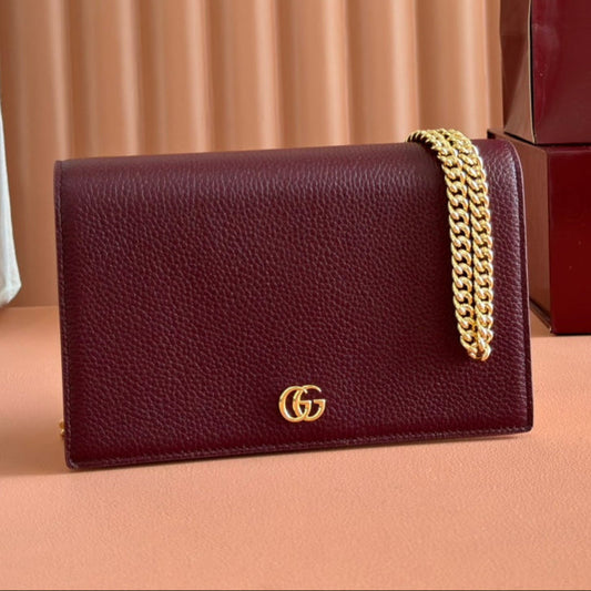 Gucci Marmont Chain Wallet Rosso Ancora Red Leather 255320 mysite