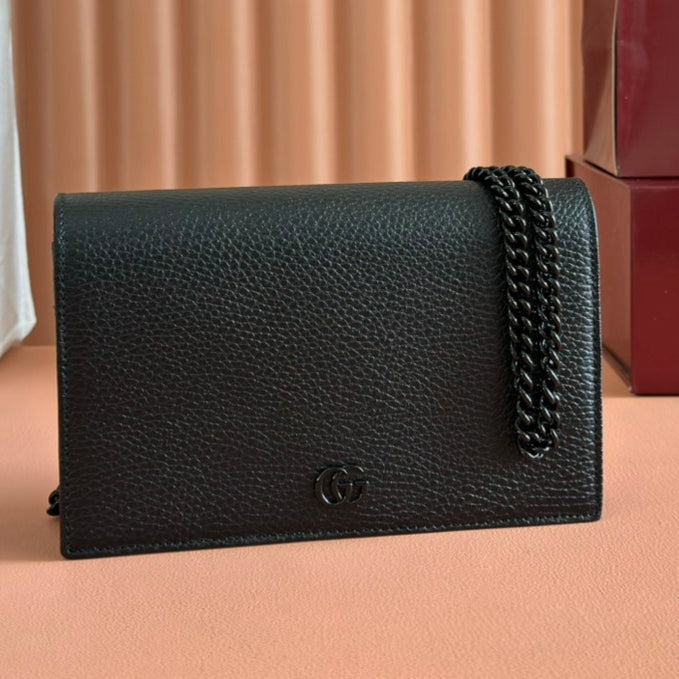 Gucci Marmont Chain Wallet Black Leather 255321 mysite